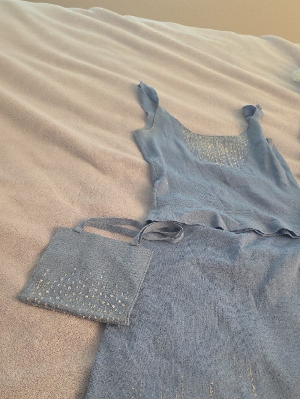 Jupiter Light Blue Knit 2 Pcs Dress - Made in Italy